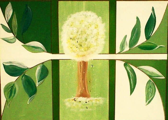 Green Greeting Card featuring the painting Verde by Gigi Cook