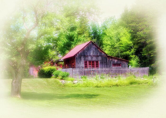 Barn Greeting Card featuring the digital art Vermont Barn by Terry Davis