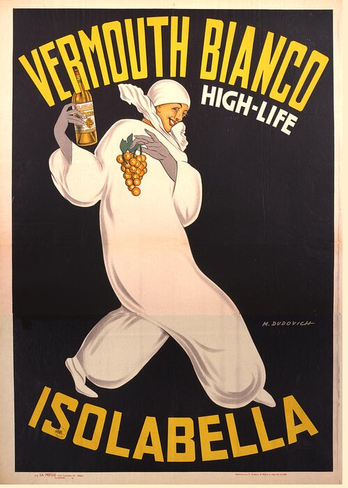 Vermouth Bianco Greeting Card featuring the mixed media Vermouth Bianco Isolabella - Vintage Liquor Advertising Poster by Studio Grafiikka