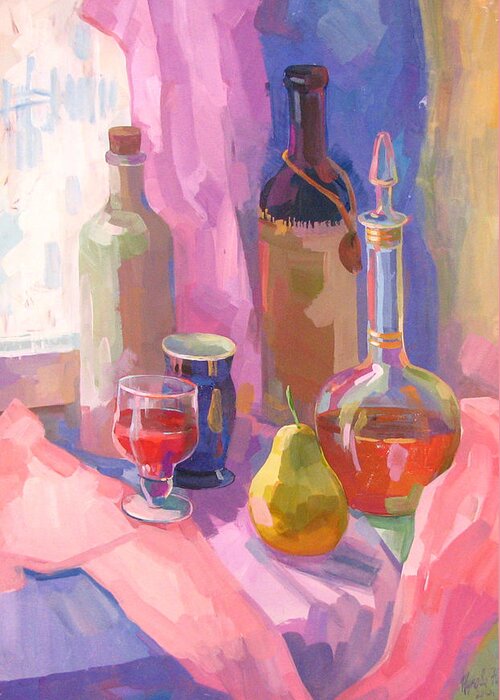 Gouache Greeting Card featuring the painting Vertical Still Life by Juliya Zhukova