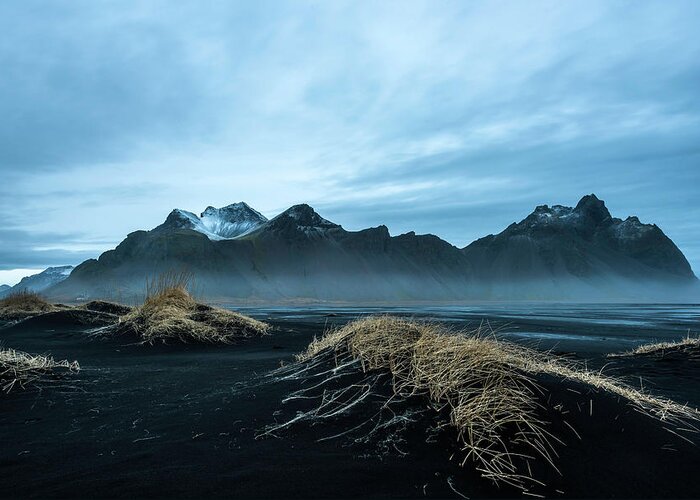 Landscape Greeting Card featuring the photograph Vestrahorn Mountain Evening by Scott Cunningham