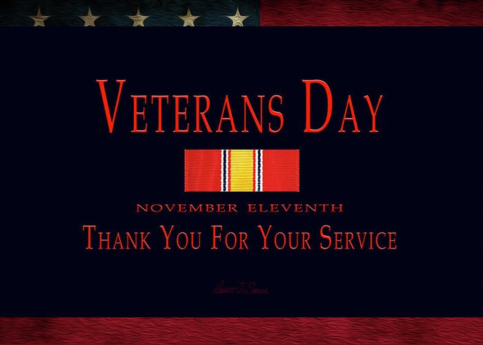Veterans Day Greeting Card featuring the digital art Veterans Day Poster by Robert J Sadler