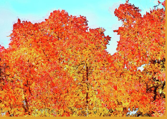 Trees Greeting Card featuring the digital art Vibrant Autumn Trees by Kae Cheatham