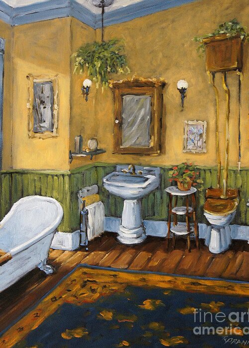 Bathroom Greeting Card featuring the painting Victorian Bathroom by Prankearts by Richard T Pranke