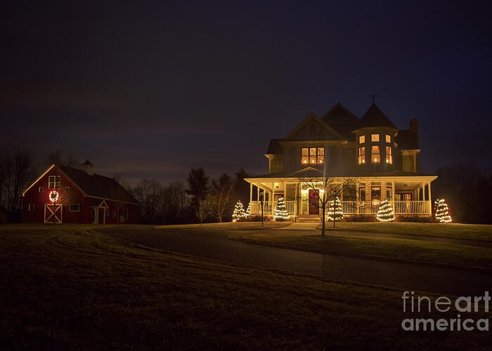 Christmas Greeting Card featuring the photograph Victorian House at Christmas by Diane Diederich
