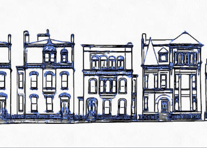 Row Greeting Card featuring the digital art Victorian Row Houses by Edward Fielding