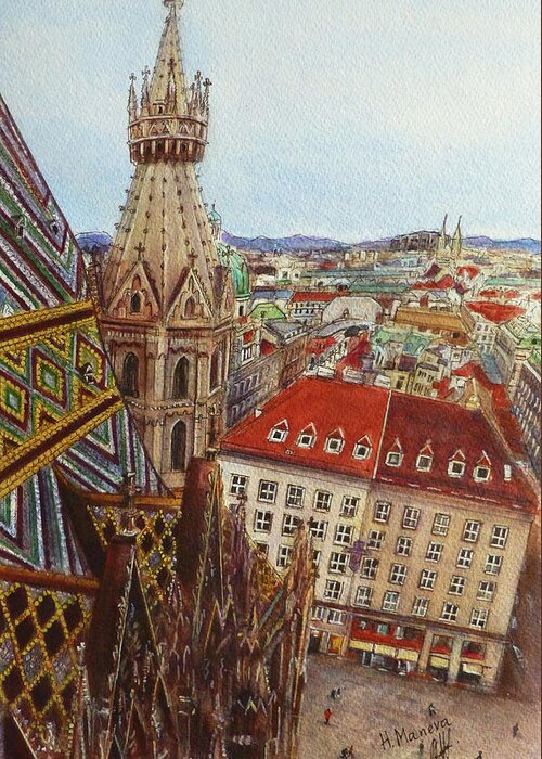 Vienna Greeting Card featuring the painting Vienna by Henrieta Maneva