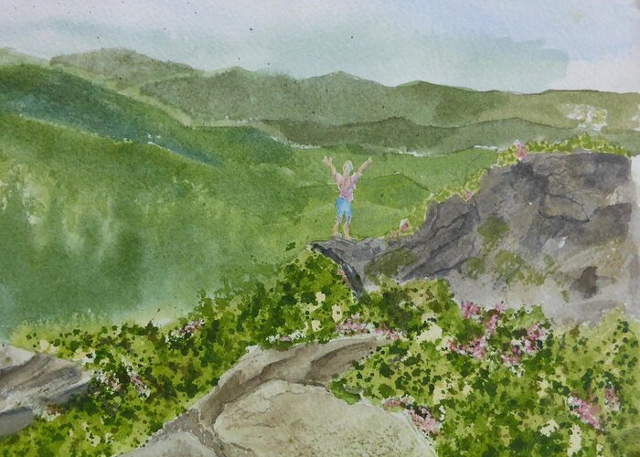 Craggy Gardens Greeting Card featuring the painting View from Craggy Gardens - a watercolor sketch by Joel Deutsch
