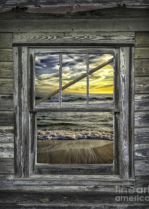 View Greeting Card featuring the photograph View From Weathered Beach Cottage by Walt Foegelle