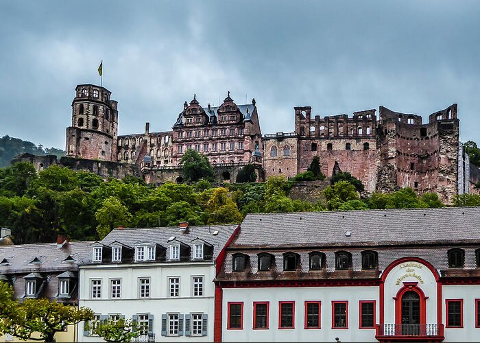 Heidelberg Greeting Card featuring the photograph View of Heidelberg Castle by Pamela Newcomb