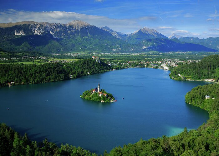 Bled Greeting Card featuring the photograph View of Lake Bled from Mala Osojnica by Ian Middleton