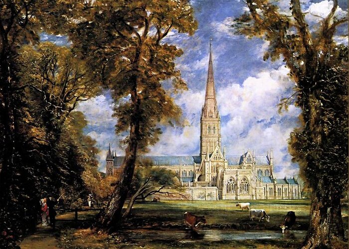 View Of Salisbury Cathdral Greeting Card featuring the painting View of Salisbury Cathdral by John Constable