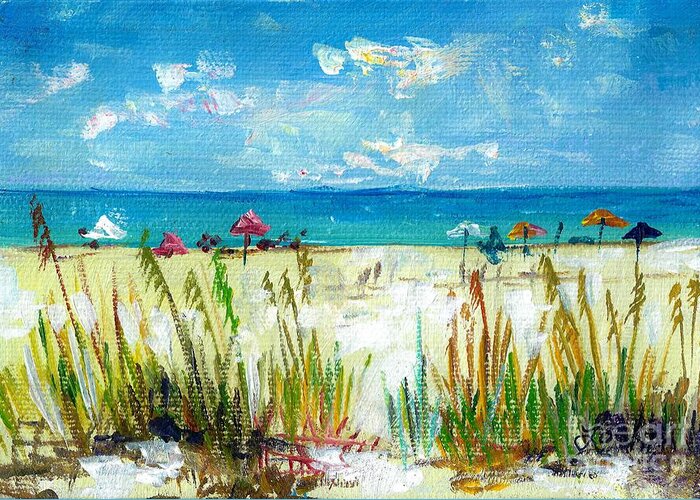 Siesta Key Beach Greeting Card featuring the painting View of Siesta Beach Mini by Lou Ann Bagnall