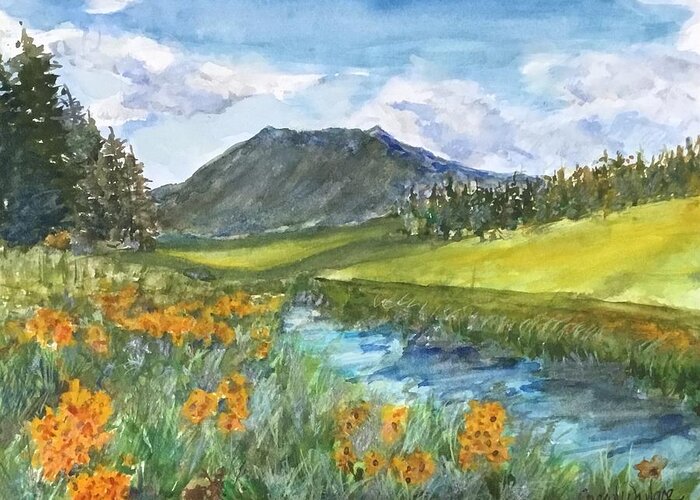 Arizona Greeting Card featuring the painting View of the Peak by Cheryl Wallace