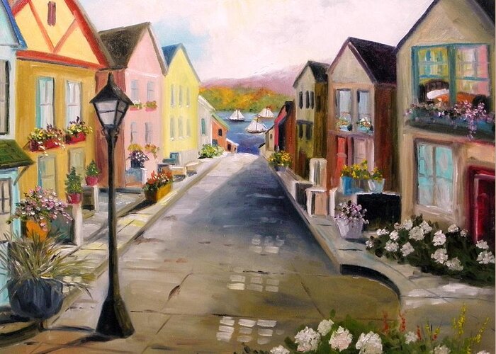 Village Greeting Card featuring the painting Village Street by John Williams