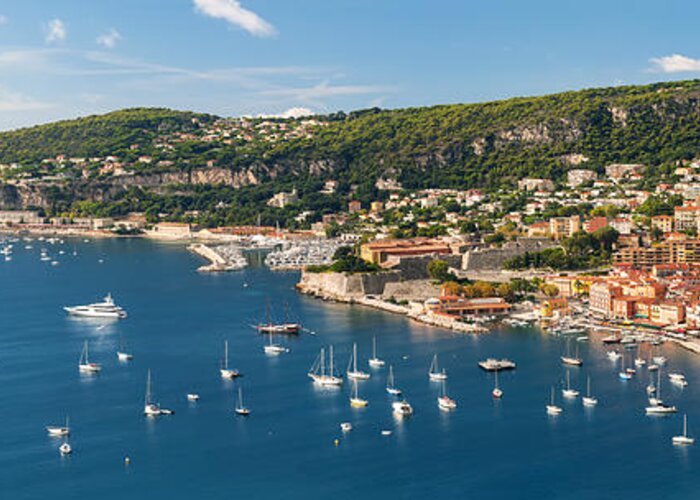 Villefranche-sur-mer Greeting Card featuring the photograph French Riviera panorama by Elena Elisseeva