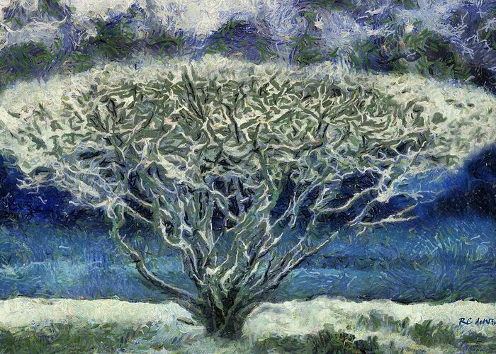 Landscape Greeting Card featuring the painting Vincent's Tree by RC DeWinter