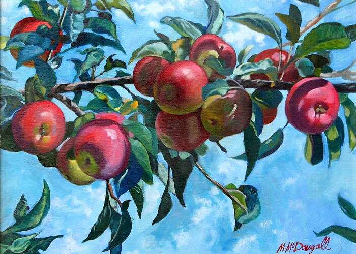Apples Greeting Card featuring the painting Vine Apples by Michael McDougall
