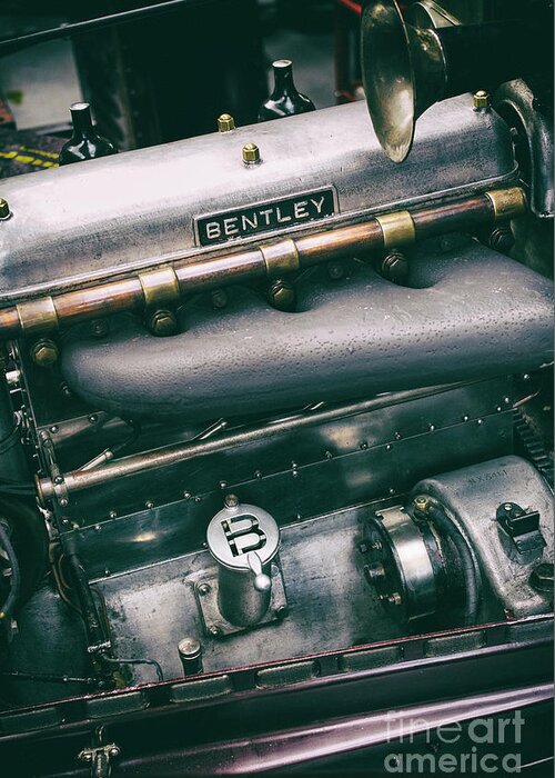 Vintage Greeting Card featuring the photograph Vintage Bentley Engine by Tim Gainey