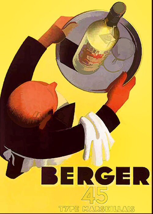 Vintage Wine Advert Greeting Card featuring the digital art Vintage Berger Wine Advert - Circa 1935 by Marlene Watson