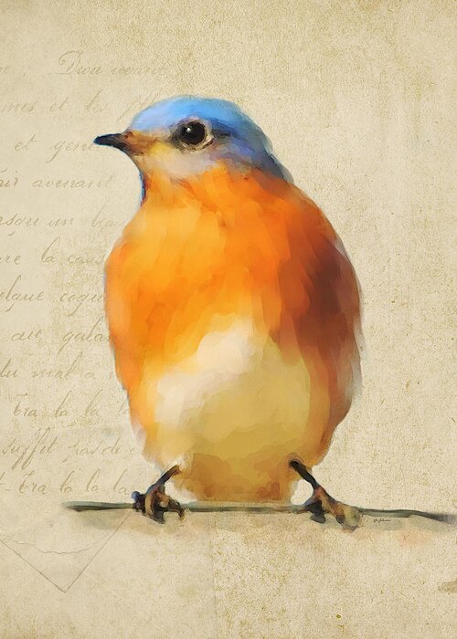 Bluebird Greeting Card featuring the painting Vintage Bluebird by Jai Johnson