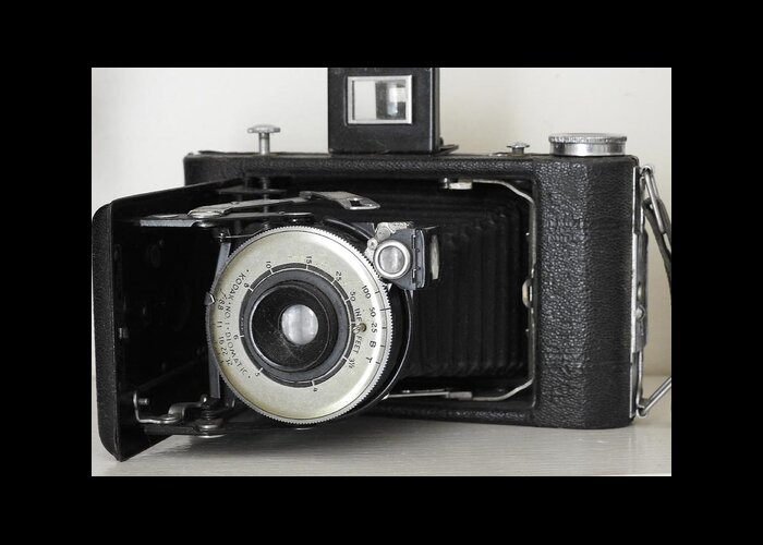 Vintage Greeting Card featuring the photograph Vintage Camera by Jan Gelders