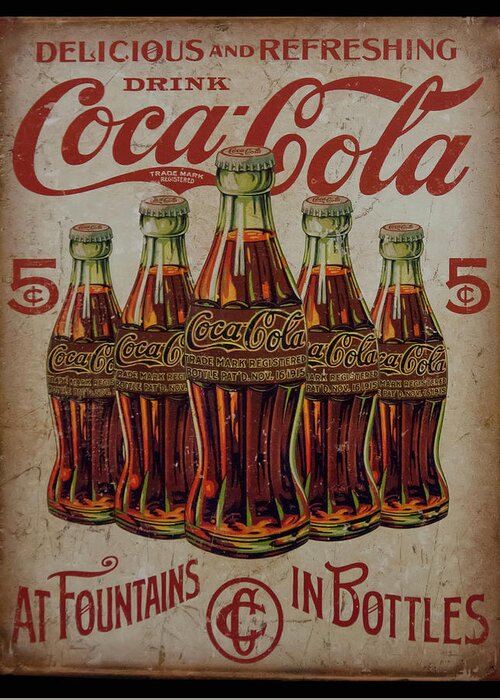 Cocacola Greeting Card featuring the photograph vintage Coca Cola sign by Flees Photos