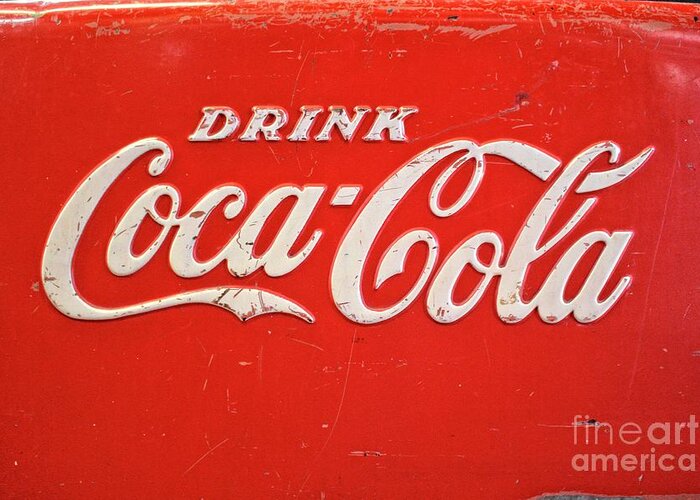 Coke Greeting Card featuring the photograph Vintage Coke Signature Sign by Ella Kaye Dickey