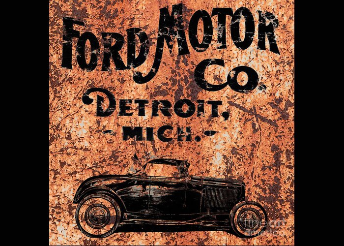 Ford Greeting Card featuring the digital art Vintage Ford Motor Company by Edward Fielding