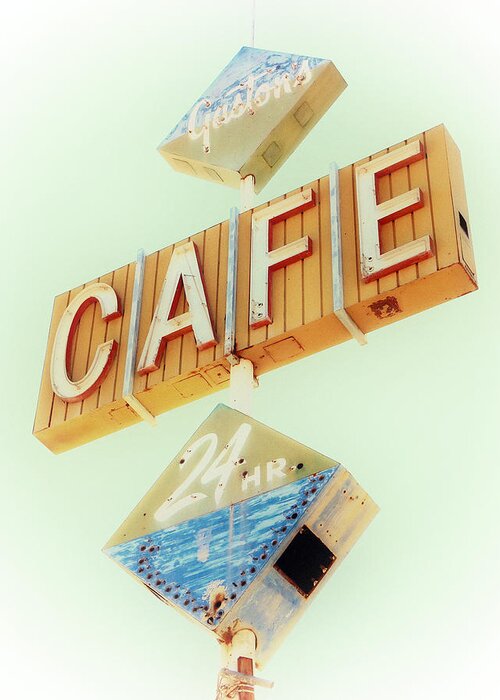 Vintage Gaston's Caf Sign Greeting Card featuring the photograph Vintage Gaston's Cafe Sign by Gigi Ebert