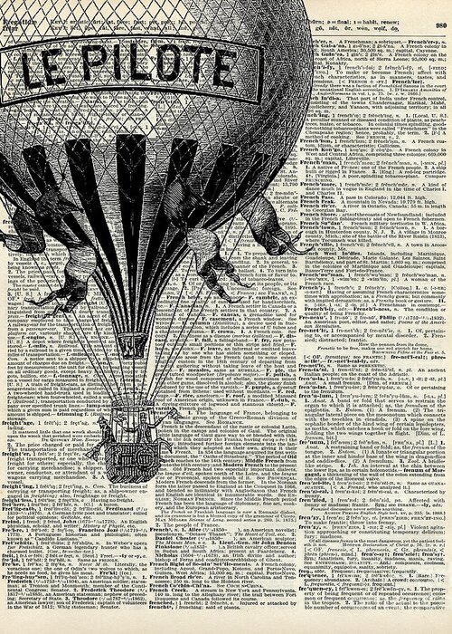 ART PRINT ORIGINAL ANTIQUE BOOK PAGE Dictionary Vintage HARE BALLOON Rabbit Old 