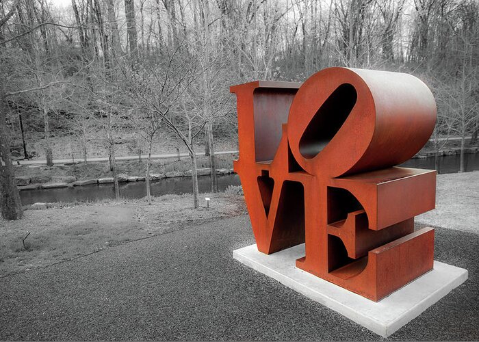 America Greeting Card featuring the photograph Vintage Love Sculpture - Crystal Bridges Museum of Art by Gregory Ballos