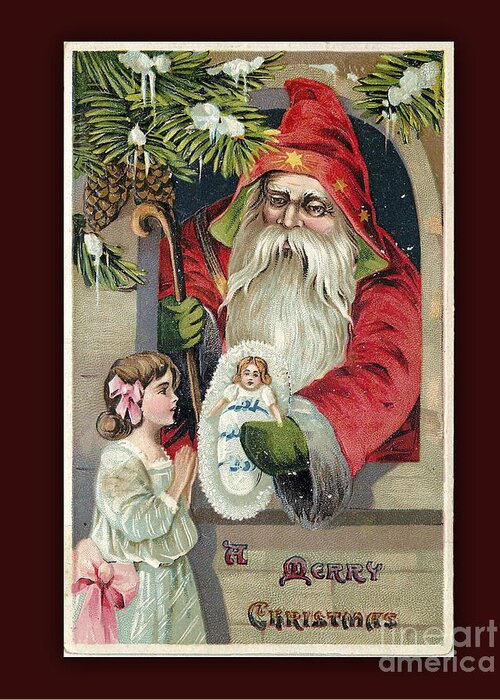 Vintage Greeting Card featuring the digital art Vintage Merry Christmas Card by Melissa Messick