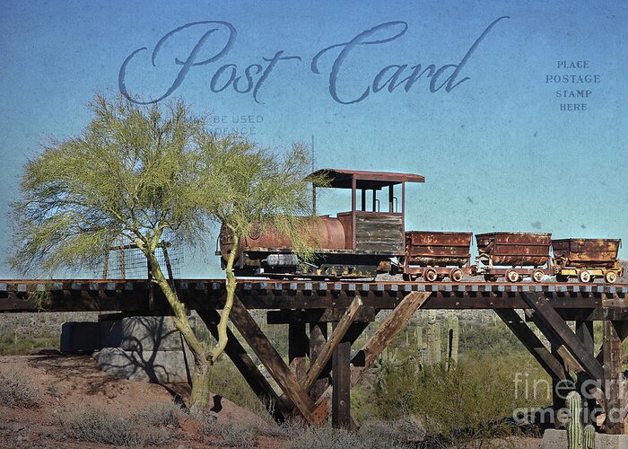 Train Greeting Card featuring the photograph Vintage Mining Train with Carriages by Teresa Zieba