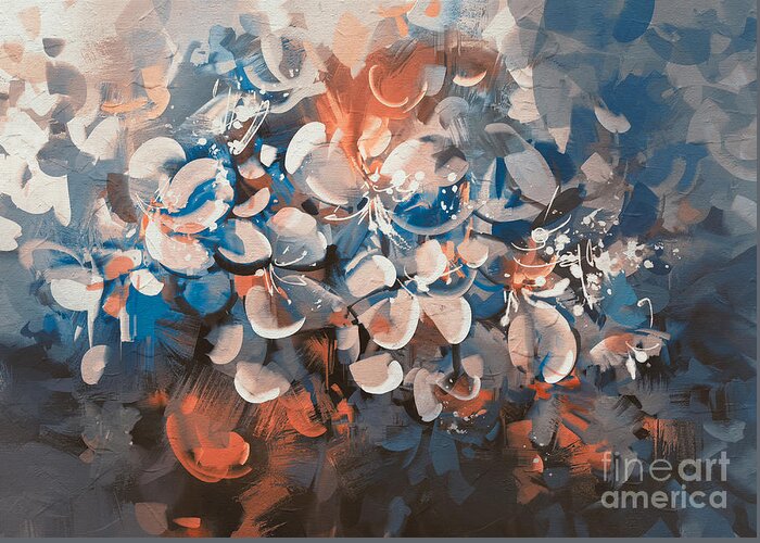 Abstract Greeting Card featuring the painting Vintage Petal by Tithi Luadthong