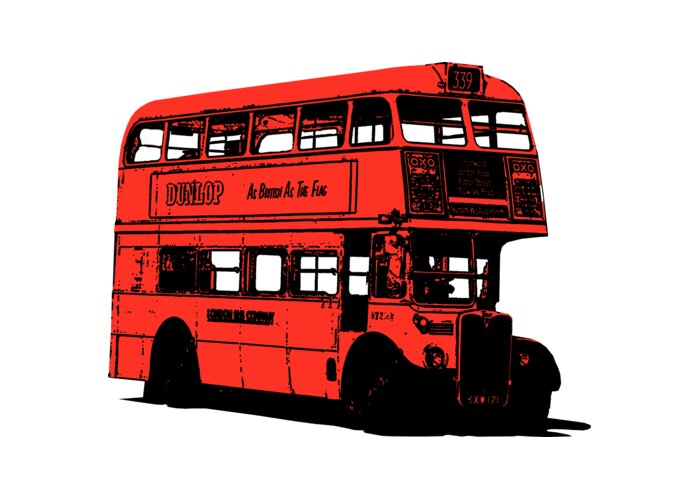 Bus Greeting Card featuring the digital art Vintage Red Double Decker London Bus Tee by Edward Fielding