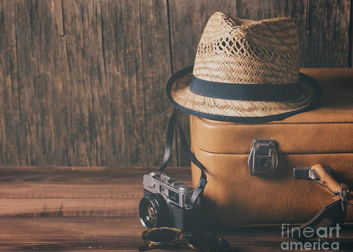 Travel Greeting Card featuring the photograph Vintage travel concept by Jelena Jovanovic