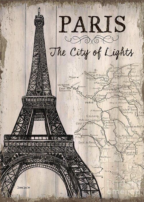 Paris Greeting Card featuring the painting Vintage Travel Poster Paris by Debbie DeWitt