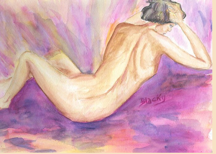 Woman Greeting Card featuring the painting Violet by Donna Blackhall