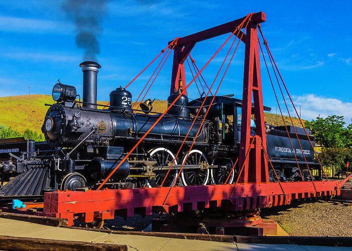 Virgina & Truckee Greeting Card featuring the photograph Virginia Truckee 25 Train On Turntable by Garry Gay