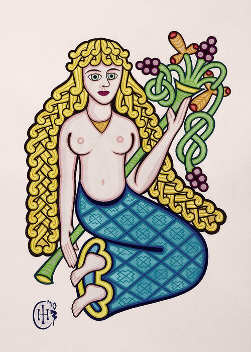 Celtic Zodiac Virgo Virgin Knotwork Greeting Card featuring the painting Virgo by Ian Herriott