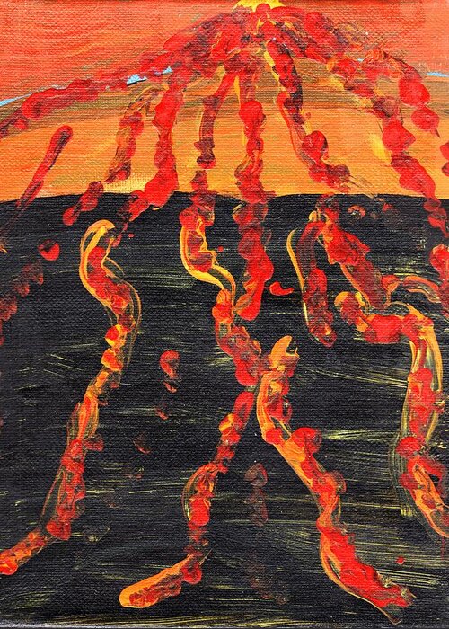 Volcano. Eruption Greeting Card featuring the painting Volcano by Rosemary Mazzulla