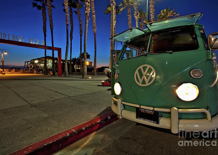 Imperial Beach Greeting Card featuring the photograph Volkswagen Bus at the Imperial Beach Pier by Sam Antonio