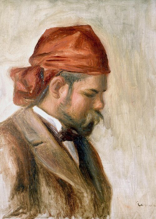 French Art Greeting Card featuring the painting Vollard with a Red Scarf by Auguste Renoir