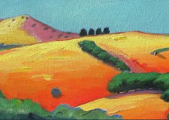 Landscape Greeting Card featuring the painting Voluptuous Windy Hill by Gary Coleman
