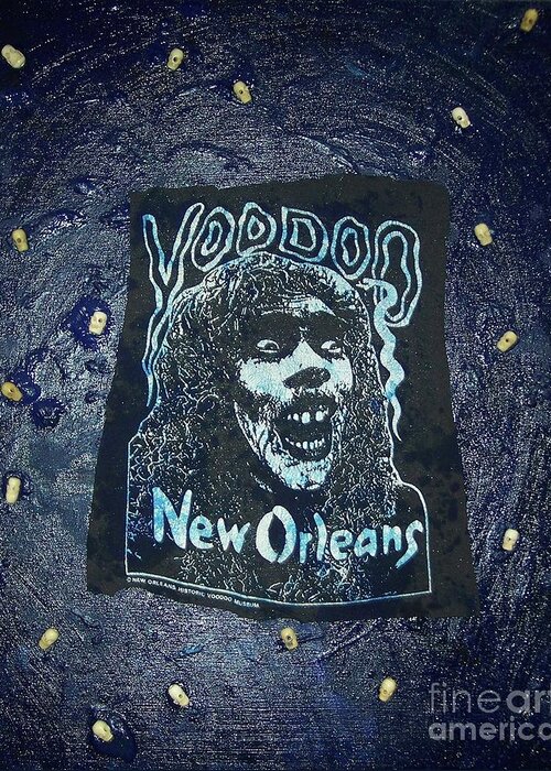 Voodoo Greeting Card featuring the mixed media Voodoo by Nico Kwan Phillips