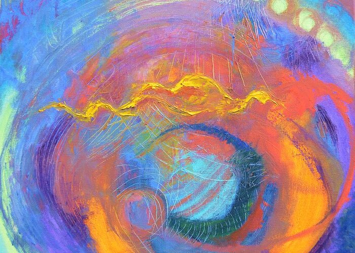 Abstract Greeting Card featuring the painting Vortex Of Creation by Marla McPherson