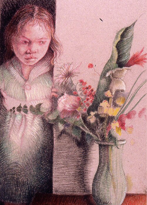 Vulnerable Greeting Card featuring the pastel Vulnerable by Ellen Dreibelbis