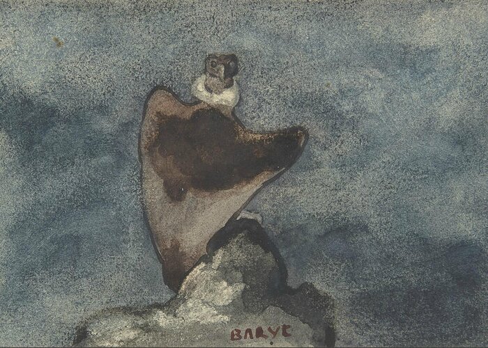 19th Century Art Greeting Card featuring the drawing Vulture by Antoine-Louis Barye