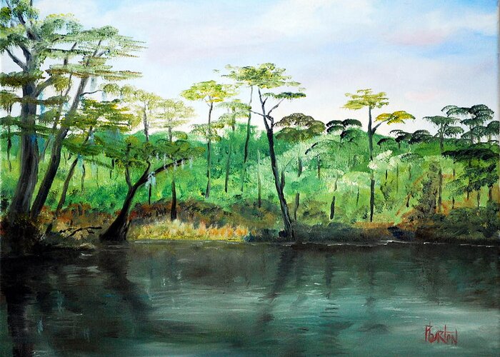 Impressionist Greeting Card featuring the painting Waccamaw River - Impressionist by Phil Burton